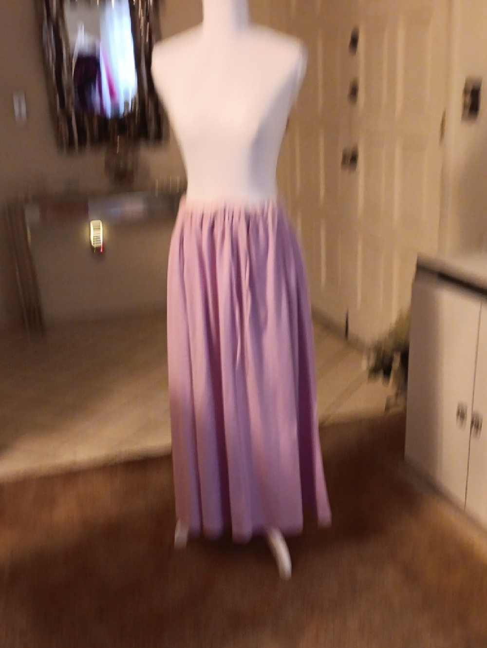 Women's Lavender Maxi Skirt with Elastic Waistband with pockets